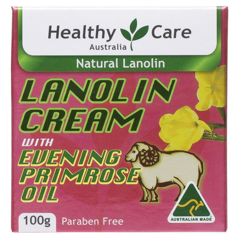 Healthy Care Lanolin Cream With Evening Primrose Oil 100g front image on Livehealthy HK imported from Australia
