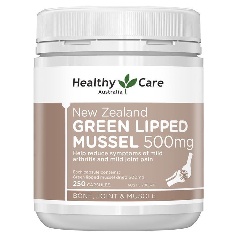Healthy Care New Zealand Green Lipped Mussel 250 Capsules front image on Livehealthy HK imported from Australia