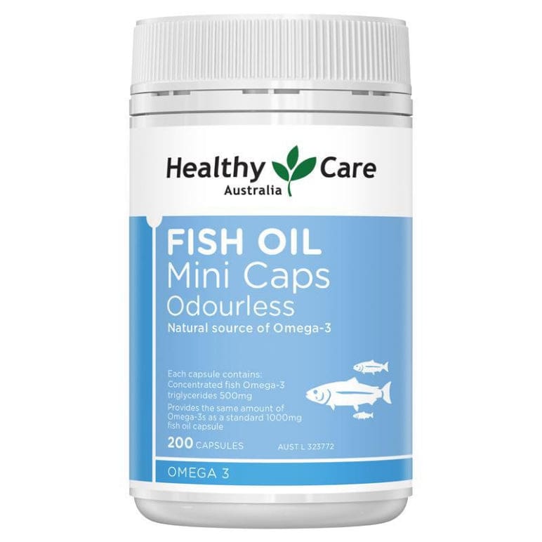 Healthy Care Odourless Fish Oil 200 Mini Capsules front image on Livehealthy HK imported from Australia
