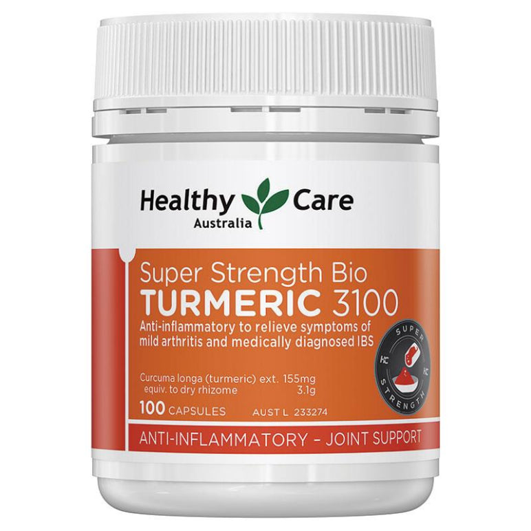 Healthy Care Super Strength Bio Turmeric 3100mg 100 Capsules NEW front image on Livehealthy HK imported from Australia