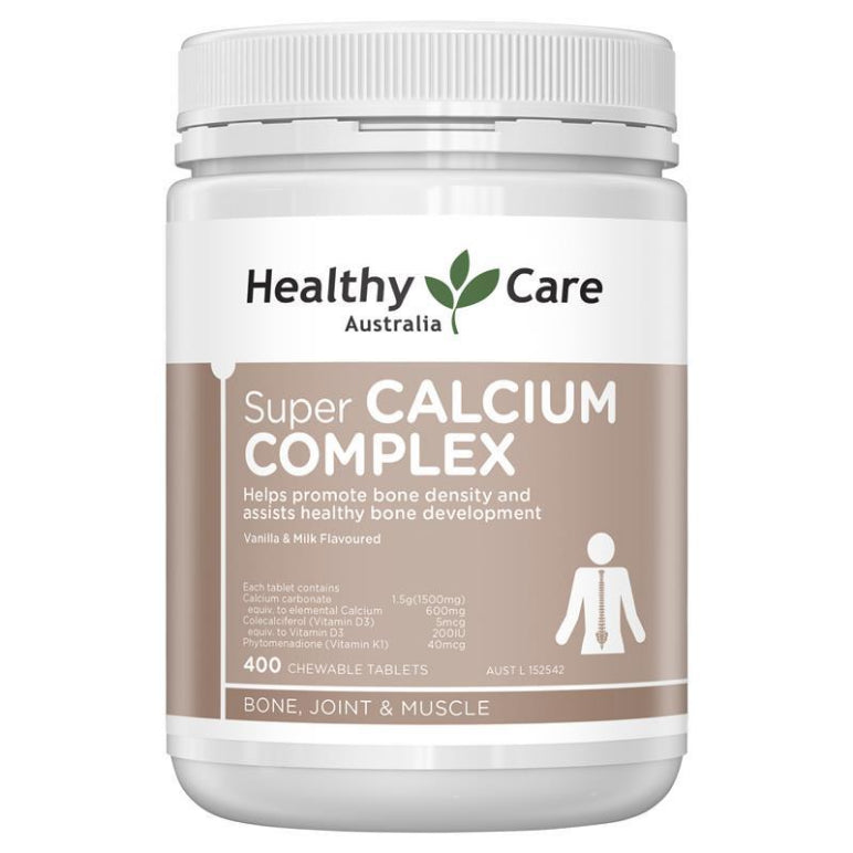Healthy Care Super Calcium Complex 400 Chewable Tablets front image on Livehealthy HK imported from Australia