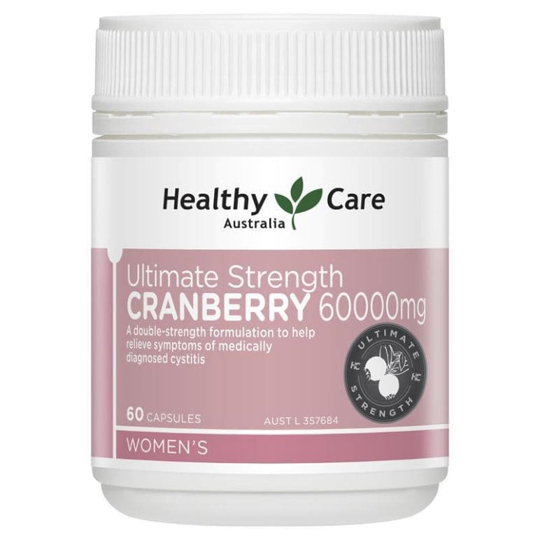 Healthy Care Ultimate Strength Cranberry 60000mg 60 Capsules front image on Livehealthy HK imported from Australia