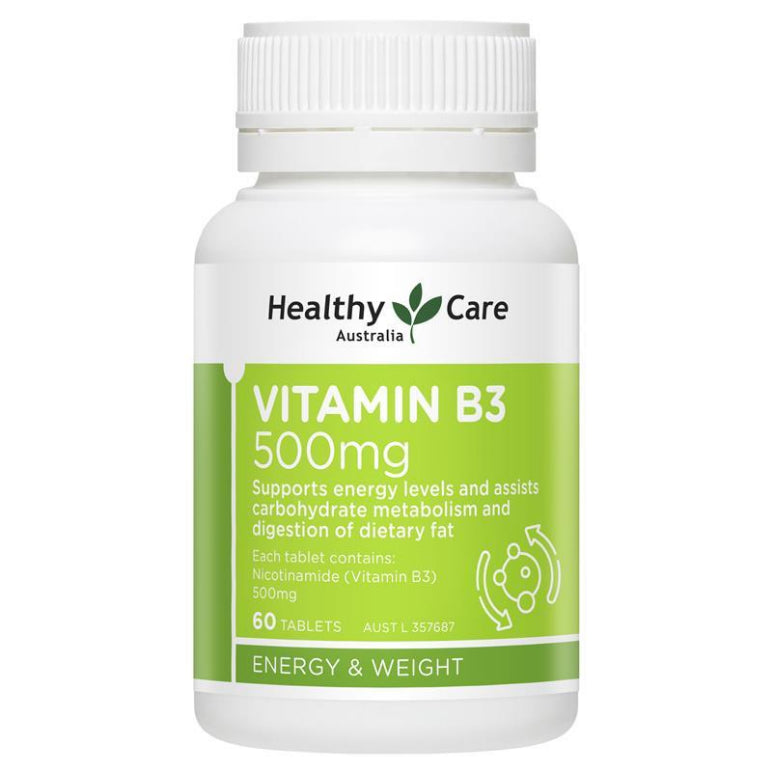 Healthy Care Vitamin B3 500mg 60 Tablets front image on Livehealthy HK imported from Australia