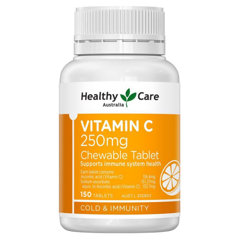 Healthy Care Vitamin C 250mg 150 Chewable Tablets front image on Livehealthy HK imported from Australia