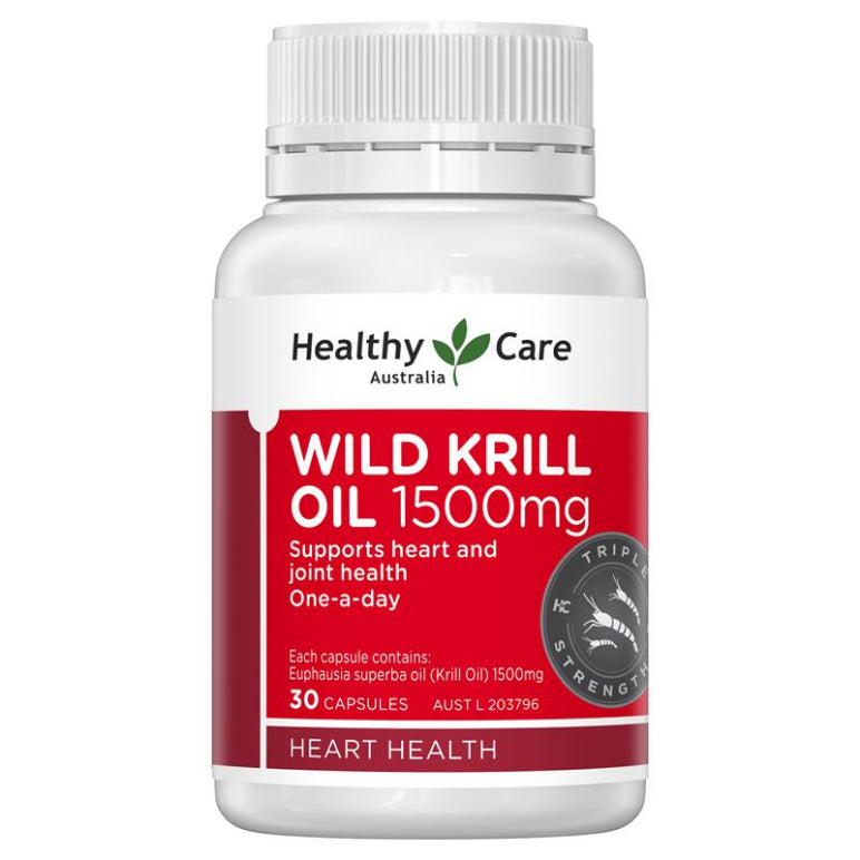 Healthy Care Wild Krill 1500mg 30 Soft Capsules front image on Livehealthy HK imported from Australia