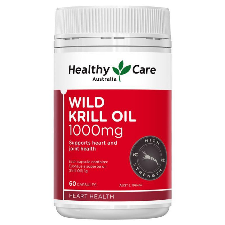 Healthy Care Wild Krill Oil 1000mg 60 Soft Capsules front image on Livehealthy HK imported from Australia