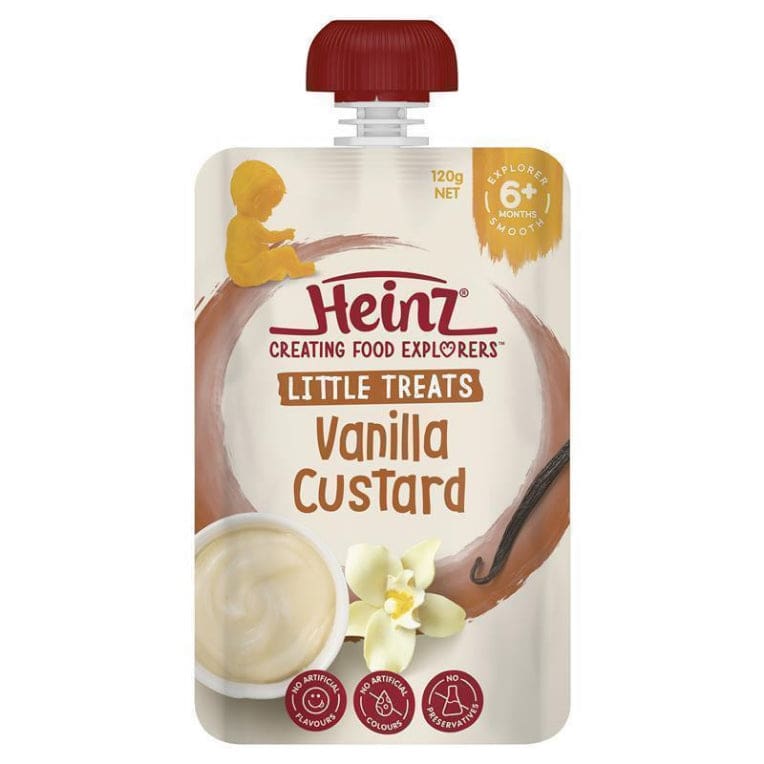 Heinz Vanilla Custard 120g Pouch 120g 6m+ front image on Livehealthy HK imported from Australia