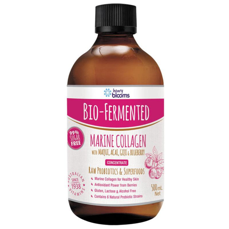 Henry Blooms Bio Fermented Marine Collagen 500ml front image on Livehealthy HK imported from Australia
