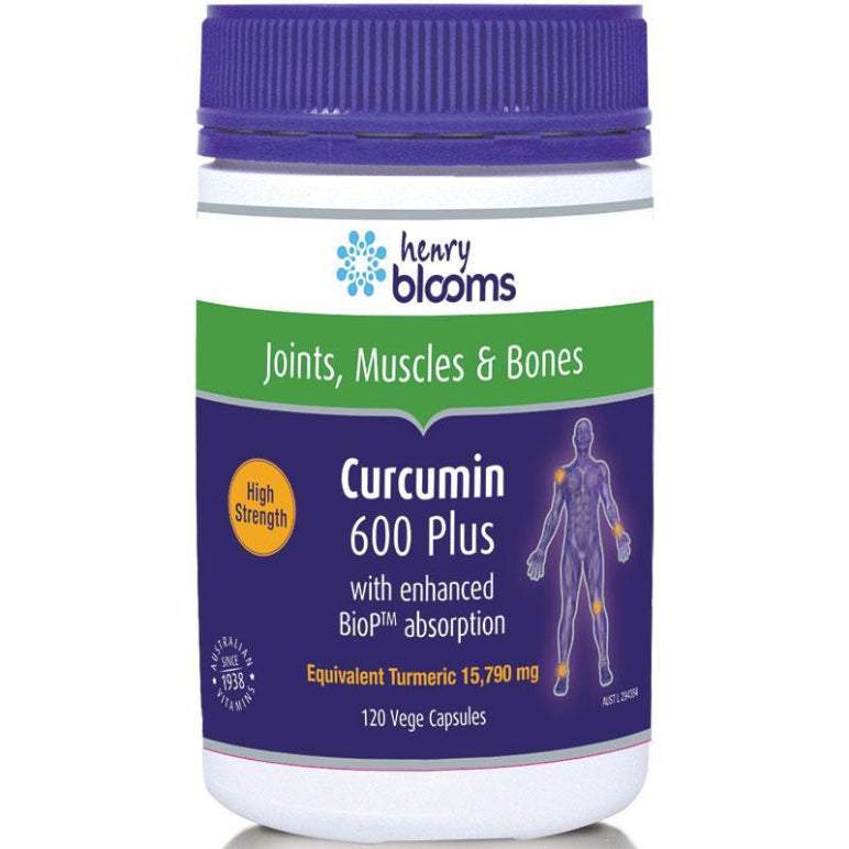 Henry Blooms Curcumin 600 Plus 120 Capsules front image on Livehealthy HK imported from Australia