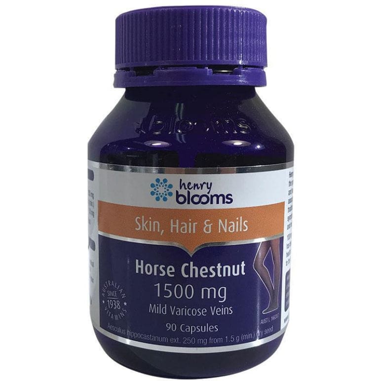 Henry Blooms Horse Chestnut 1500mg 90 Capsules front image on Livehealthy HK imported from Australia