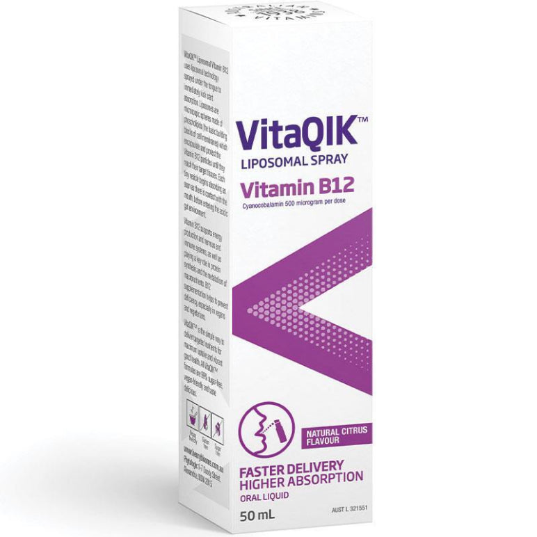Henry Blooms VitaQIK Vitamin B12 50ml Oral Spray front image on Livehealthy HK imported from Australia