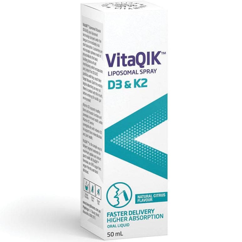 Henry Blooms VitaQIK Vitamin D3 & K2 50ml Oral Spray front image on Livehealthy HK imported from Australia