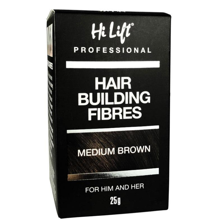 Hi Lift Hair Building Fibres Medium Brown 25g front image on Livehealthy HK imported from Australia