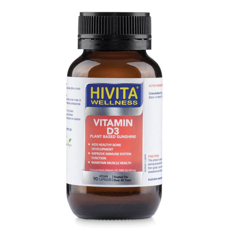 Hivita Wellness Vitamin D3 Plant Based Sunshine 90 Capsules front image on Livehealthy HK imported from Australia