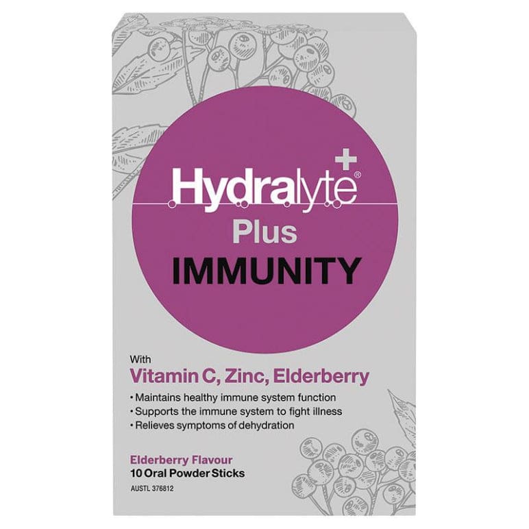 Hydralyte Plus Immunity Powder 10 Sticks front image on Livehealthy HK imported from Australia