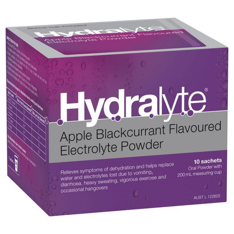 Hydralyte Powder Apple Blackcurrant 5g X 10 front image on Livehealthy HK imported from Australia