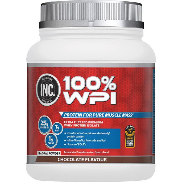 INC 100 WPI Chocolate Flavour 1kg front image on Livehealthy HK imported from Australia