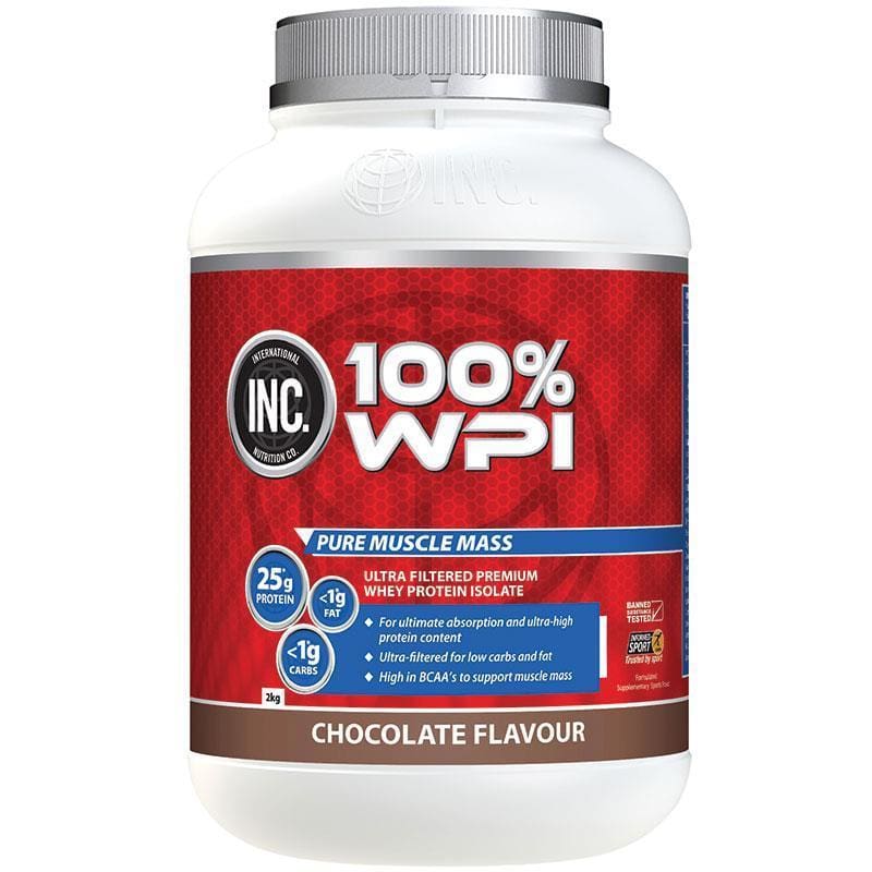 INC 100 WPI Chocolate Flavour 2kg front image on Livehealthy HK imported from Australia