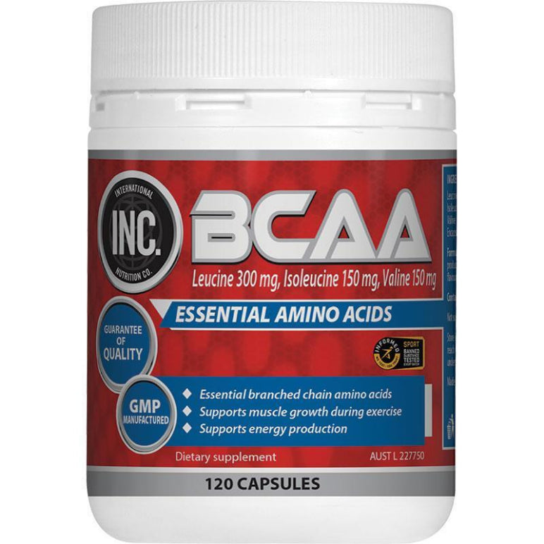 INC BCAA 120 Capsules front image on Livehealthy HK imported from Australia