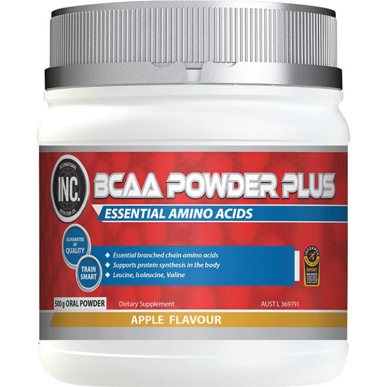 INC BCAA Plus Crisp Apple Flavour 500g front image on Livehealthy HK imported from Australia