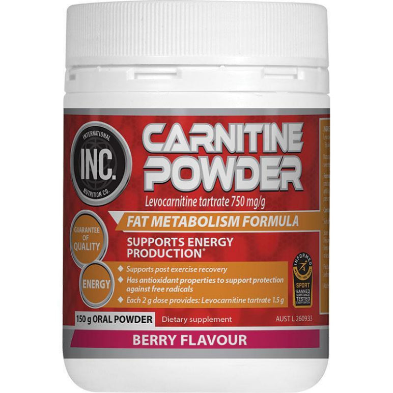 INC Carnitine Powder 150g front image on Livehealthy HK imported from Australia