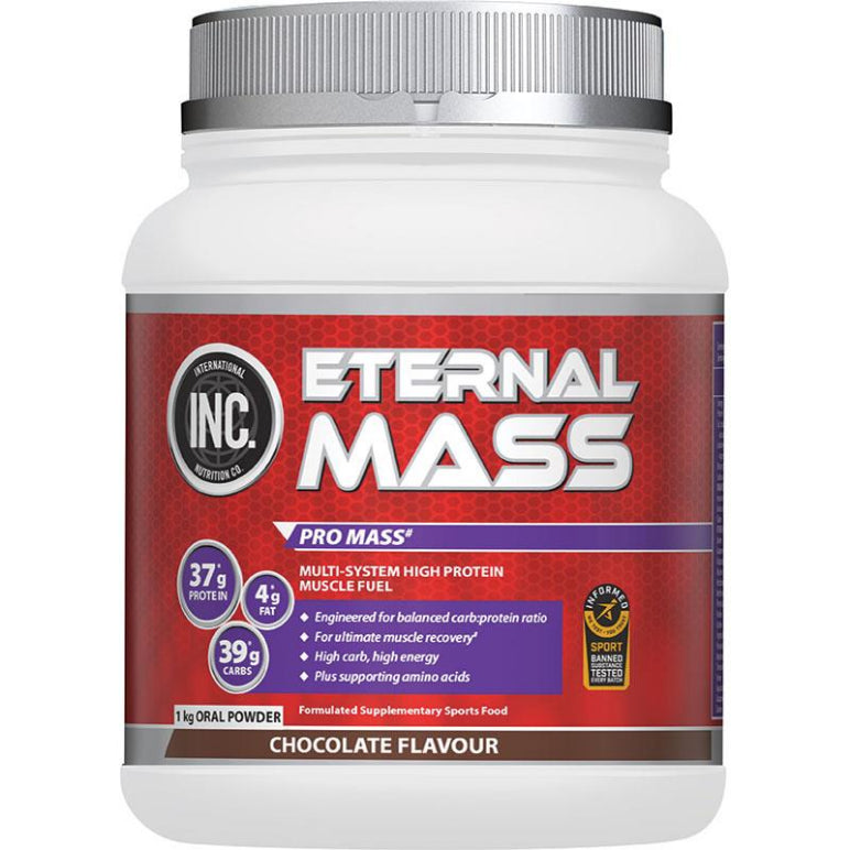 INC Eternal Mass Chocolate Flavour 1kg front image on Livehealthy HK imported from Australia