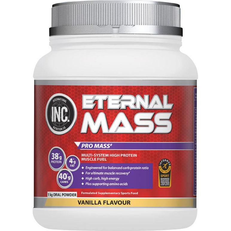 INC Eternal Mass Vanilla Flavour 1kg front image on Livehealthy HK imported from Australia