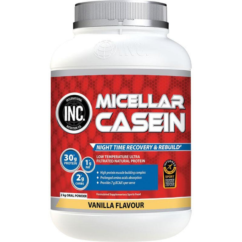 INC Micellar Casein Vanilla 2kg front image on Livehealthy HK imported from Australia