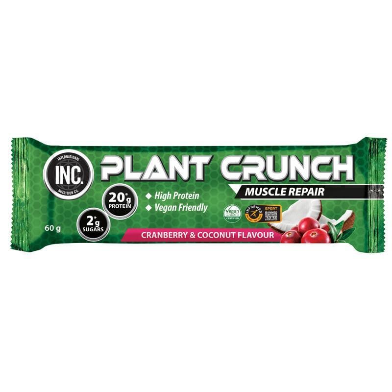 INC Plant Crunch Protein Bar Cranberry Coconut 60g front image on Livehealthy HK imported from Australia