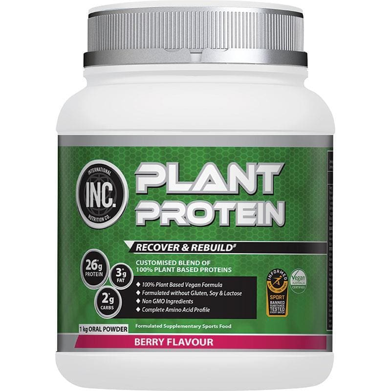 INC Plant Protein Berry Flavour 1kg front image on Livehealthy HK imported from Australia