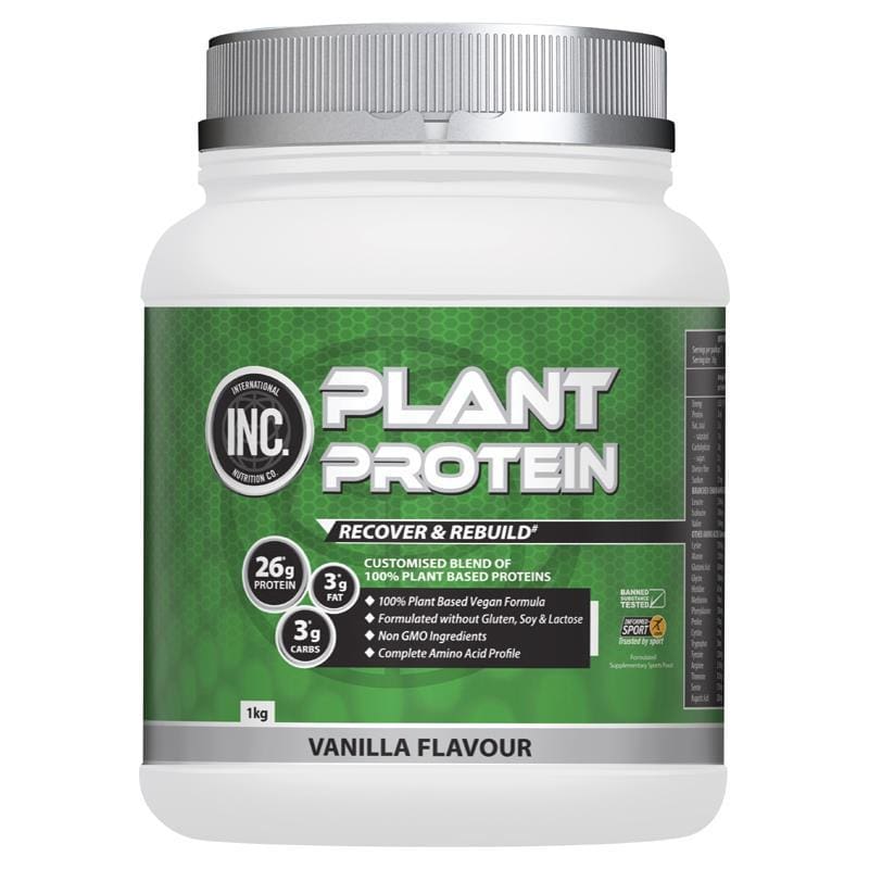 INC Plant Protein Vanilla 1kg front image on Livehealthy HK imported from Australia