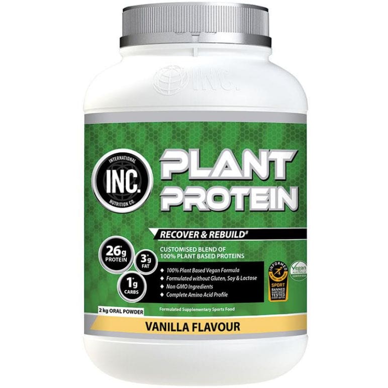 INC Plant Protein Vanilla 2kg front image on Livehealthy HK imported from Australia