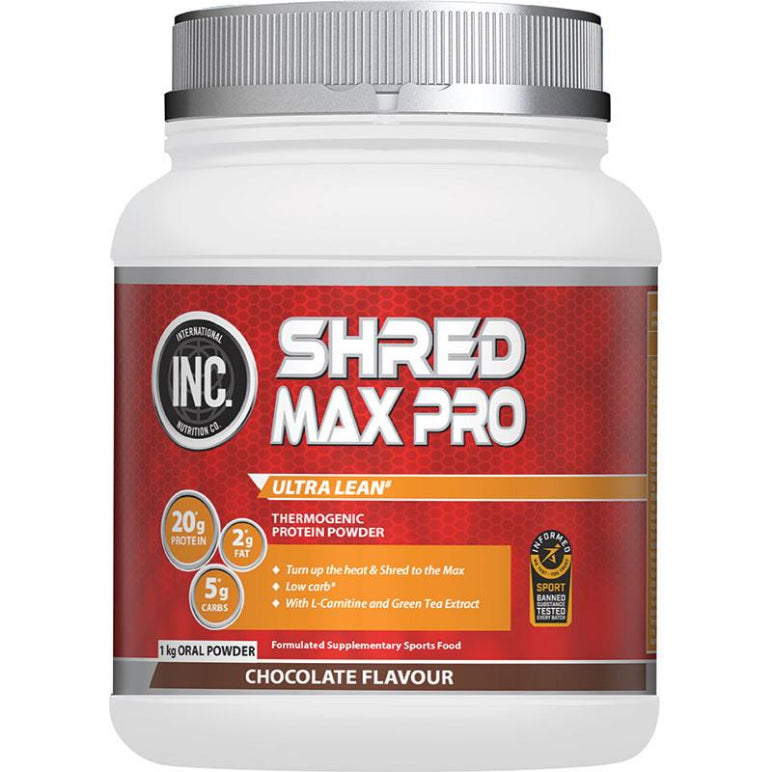 INC Shred Max Pro Chocolate Flavour 1kg front image on Livehealthy HK imported from Australia