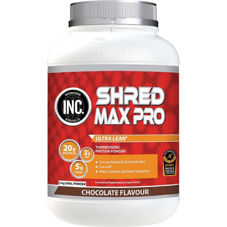 INC Shred Max Pro Chocolate Flavour 2kg front image on Livehealthy HK imported from Australia