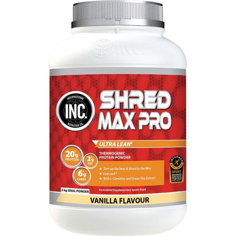 INC Shred Max Pro Vanilla Flavour 2kg front image on Livehealthy HK imported from Australia