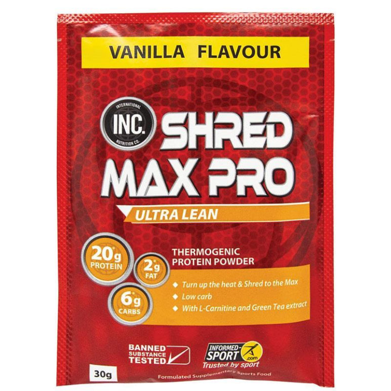 INC ShredMax Pro Vanilla 30g Single Serve Sachet front image on Livehealthy HK imported from Australia