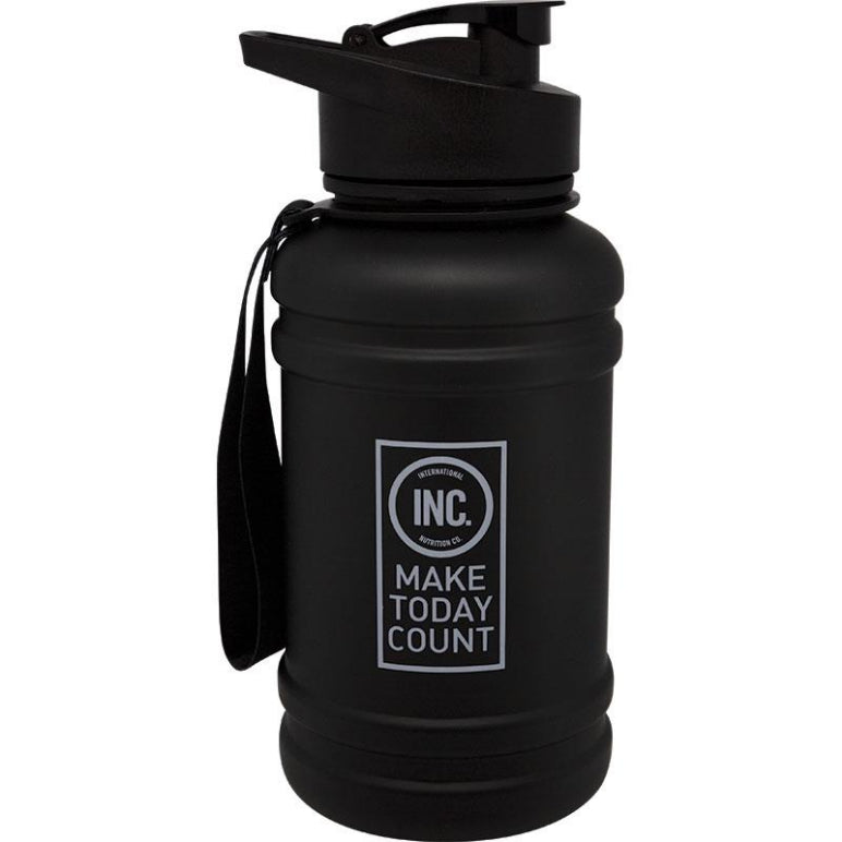 INC Water Bottle 1 Litre Flip Top Matte Black front image on Livehealthy HK imported from Australia