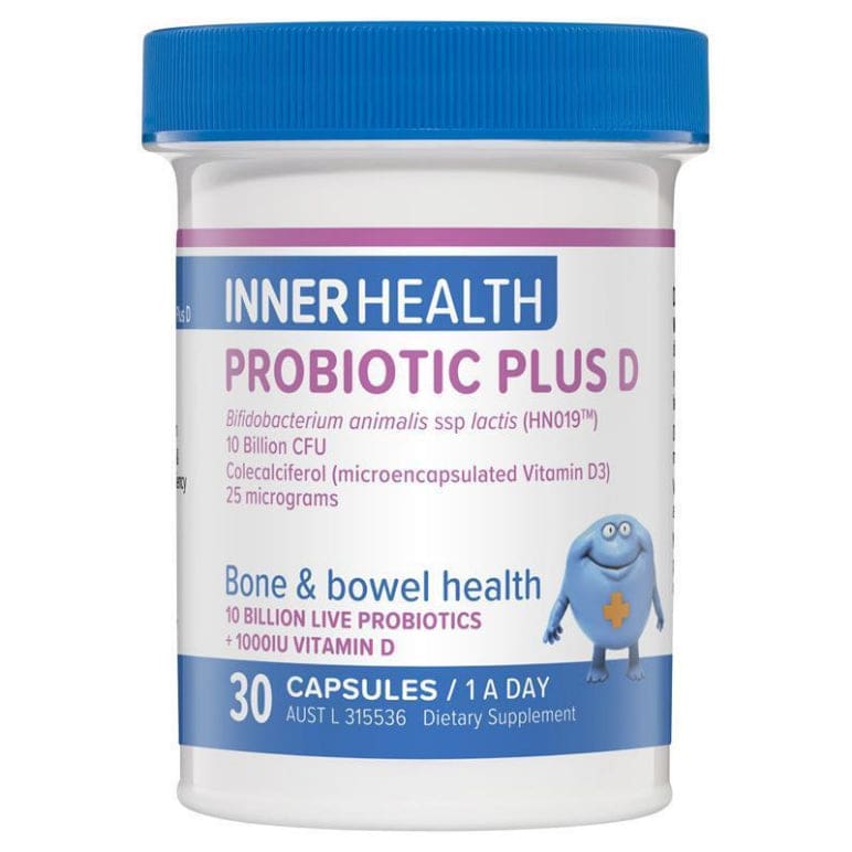 Inner Health Probiotic Plus D 30 Capsules front image on Livehealthy HK imported from Australia
