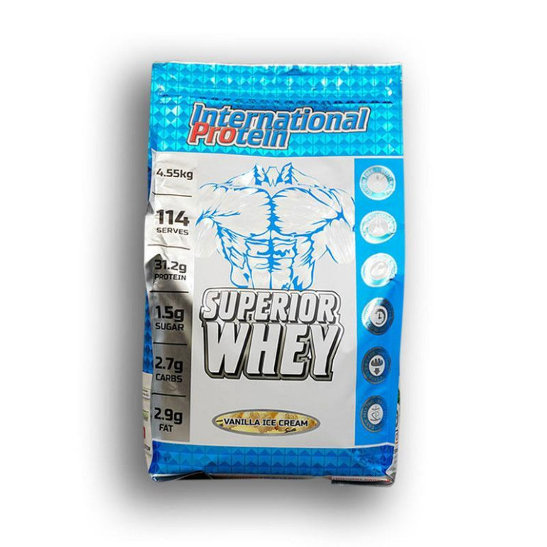 International Protein Superior Whey Vanilla 4.55kg front image on Livehealthy HK imported from Australia