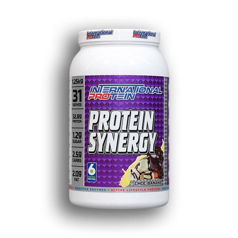 International Protein Synergy 5 Chocolate Banana 1.25kg front image on Livehealthy HK imported from Australia