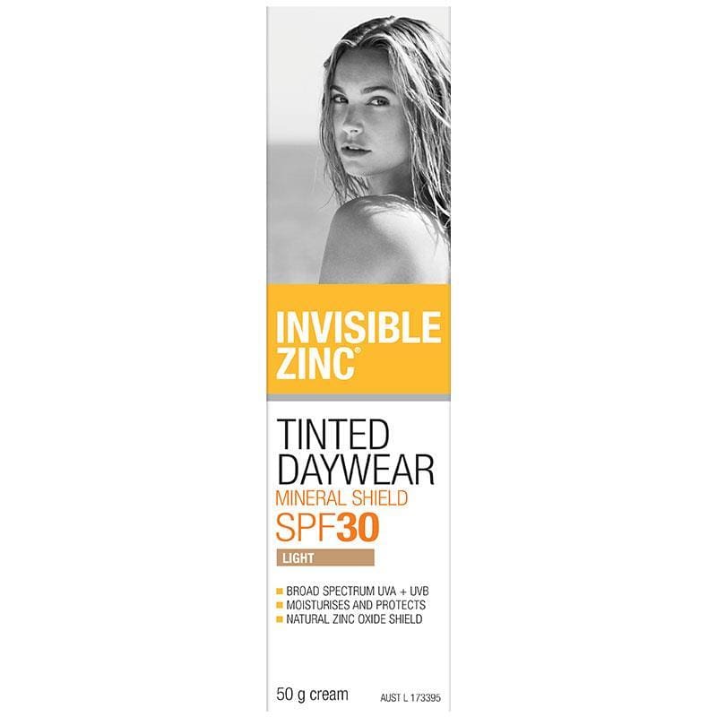 Invisible Zinc Tinted Daywear Light SPF 30+ 50g front image on Livehealthy HK imported from Australia