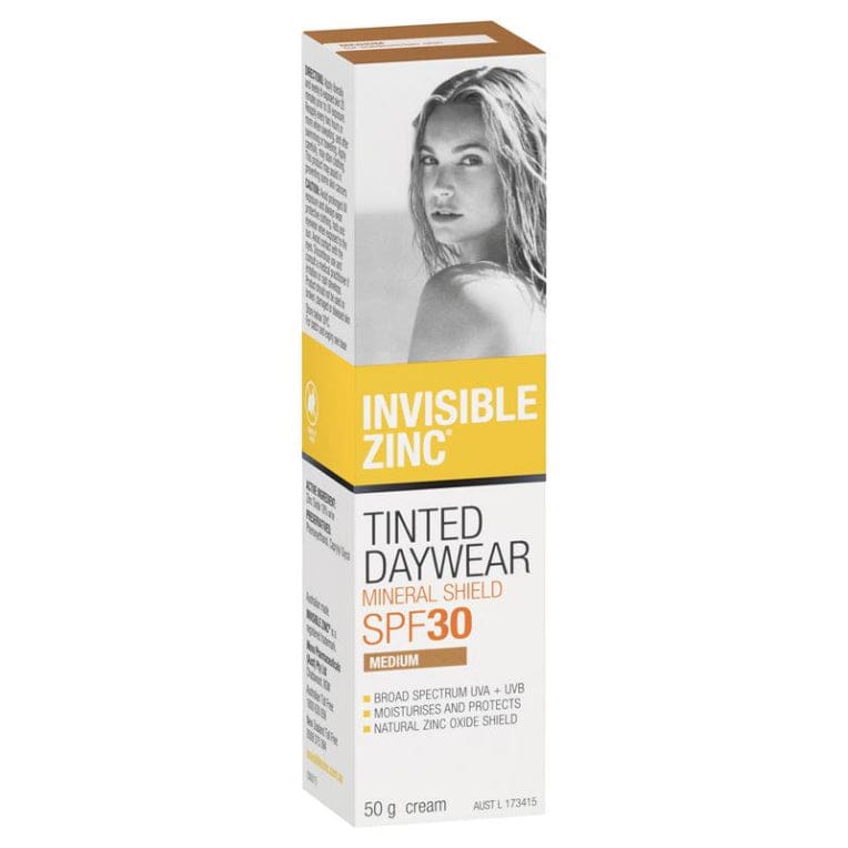 Invisible Zinc Tinted Daywear Medium SPF 30+ 50g front image on Livehealthy HK imported from Australia