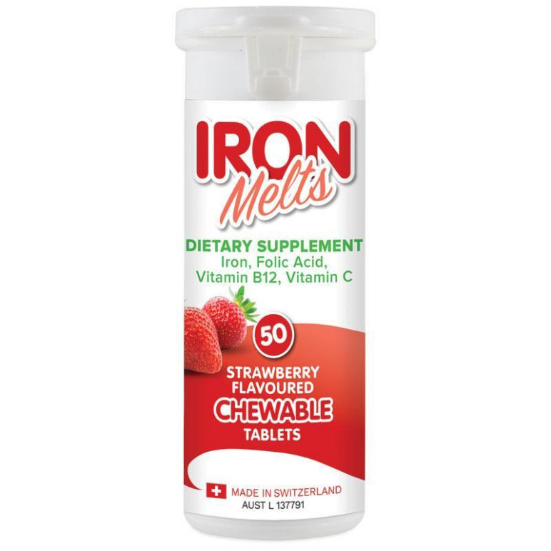 Iron Melts 50 Chewable Tablets front image on Livehealthy HK imported from Australia