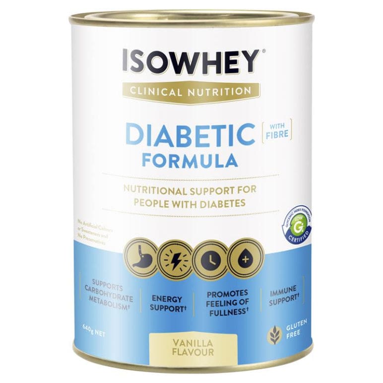 IsoWhey Clinical Nutrition Diabetic Formula Vanilla 640g front image on Livehealthy HK imported from Australia