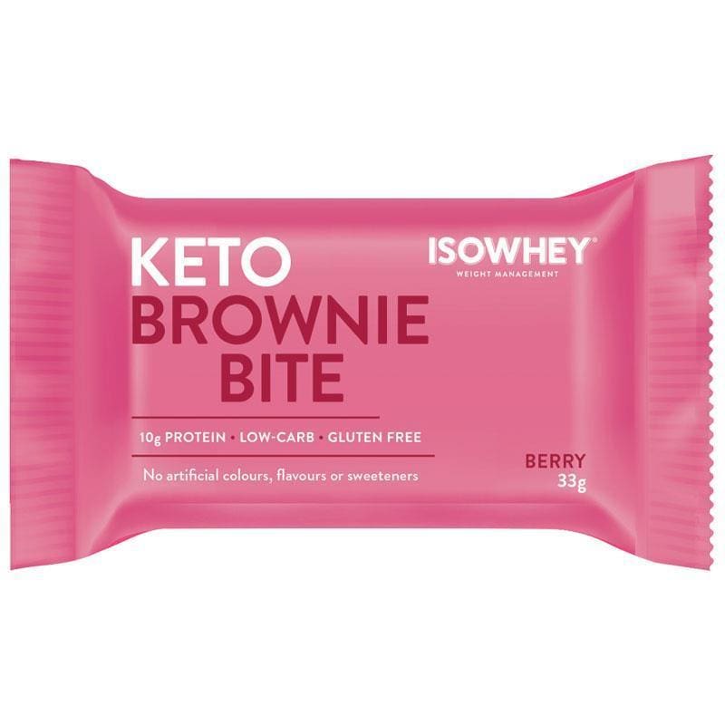 IsoWhey Keto Brownie Bite Berry 33g Single front image on Livehealthy HK imported from Australia