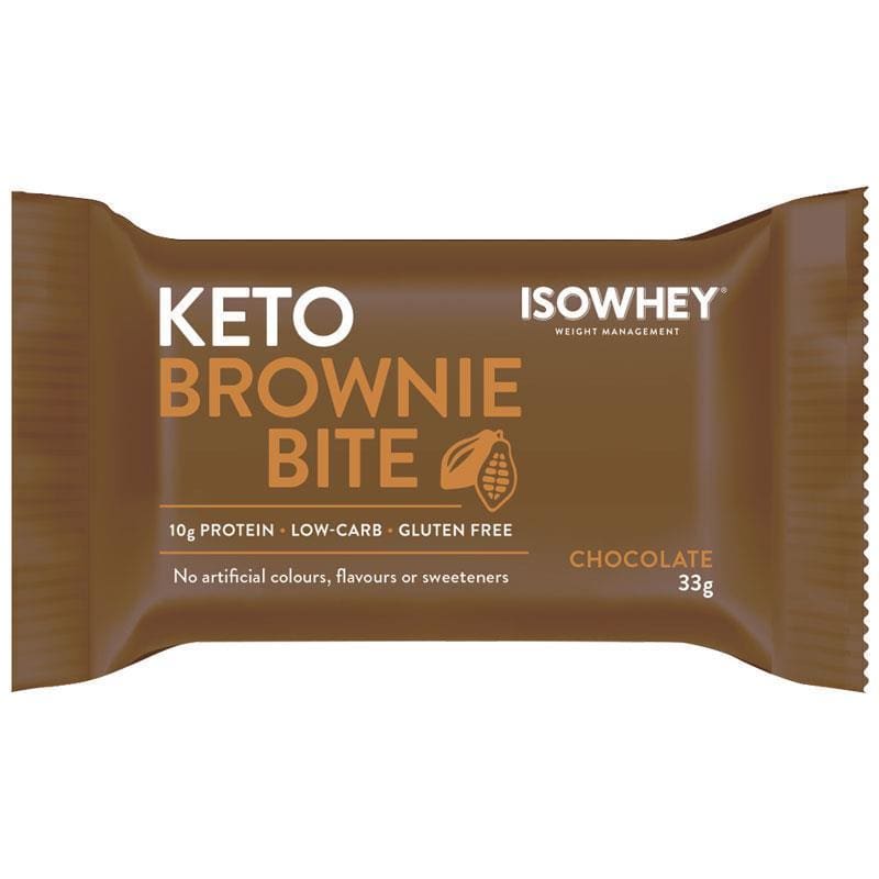 IsoWhey Keto Brownie Bite Chocolate 33g Single front image on Livehealthy HK imported from Australia