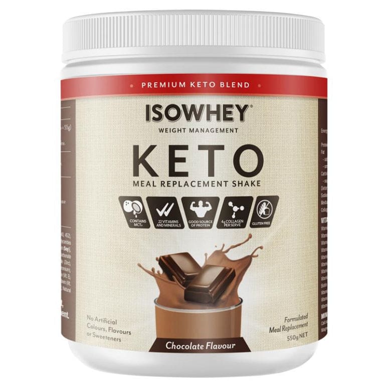IsoWhey Keto Meal Replacement Shake Chocolate 550g front image on Livehealthy HK imported from Australia