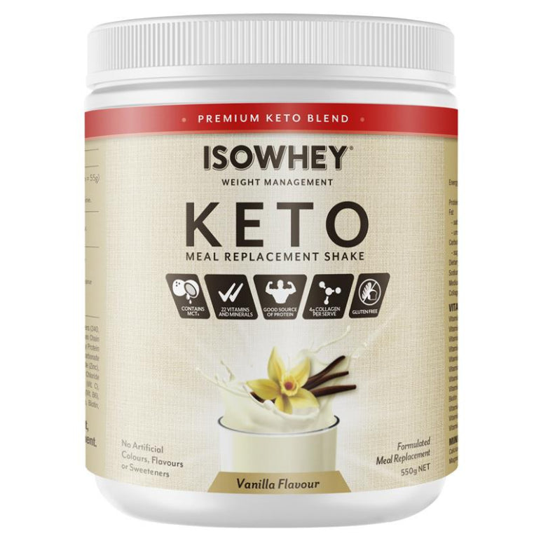 IsoWhey Keto Meal Replacement Shake Vanilla 550g front image on Livehealthy HK imported from Australia