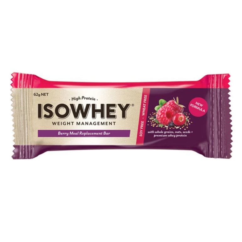 IsoWhey Meal Replacement Bars Berry 62g front image on Livehealthy HK imported from Australia