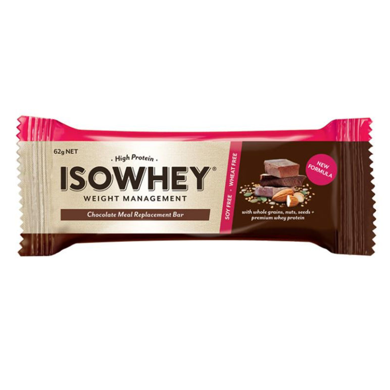 IsoWhey Meal Replacement Bars Chocolate 62g front image on Livehealthy HK imported from Australia